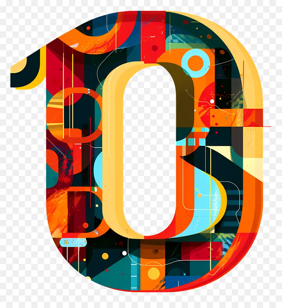 Nummer 0 abstrakter geometrischer Buchstaben farbenfroh - Abstrakter geometrischer Buchstaben 