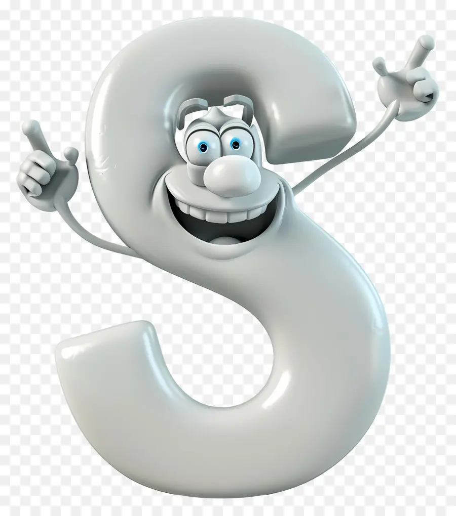 3d cartoon alphabet letter 3d cartoon character letter s capital letter smiling