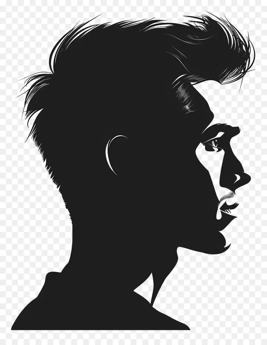 người đàn ông mặt Silhouette Silhouette người đàn ông tóc ngắn Hàm mạnh - Hình bóng của người đàn ông chiêm nghiệm trên nền đen