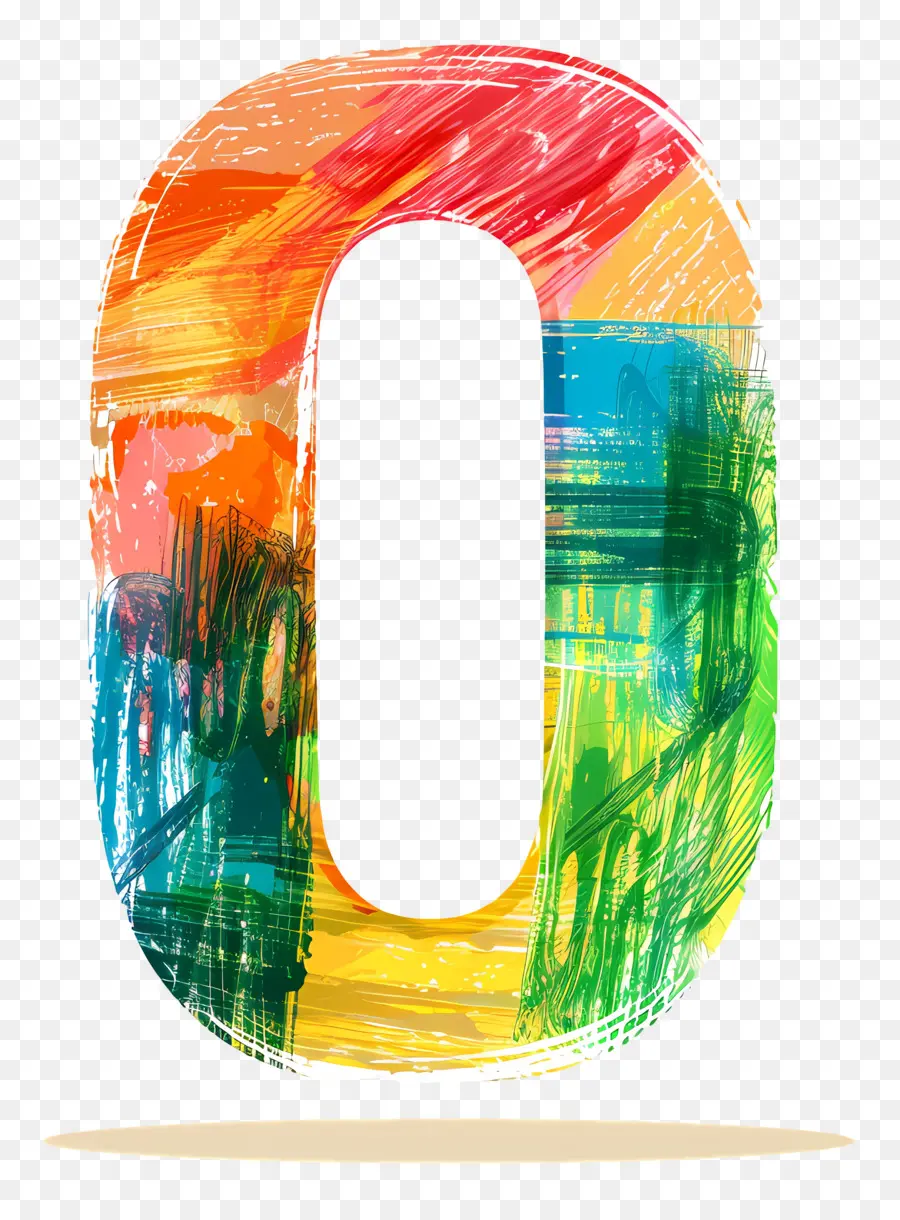 number 0 paintbrush colorful letter o paper
