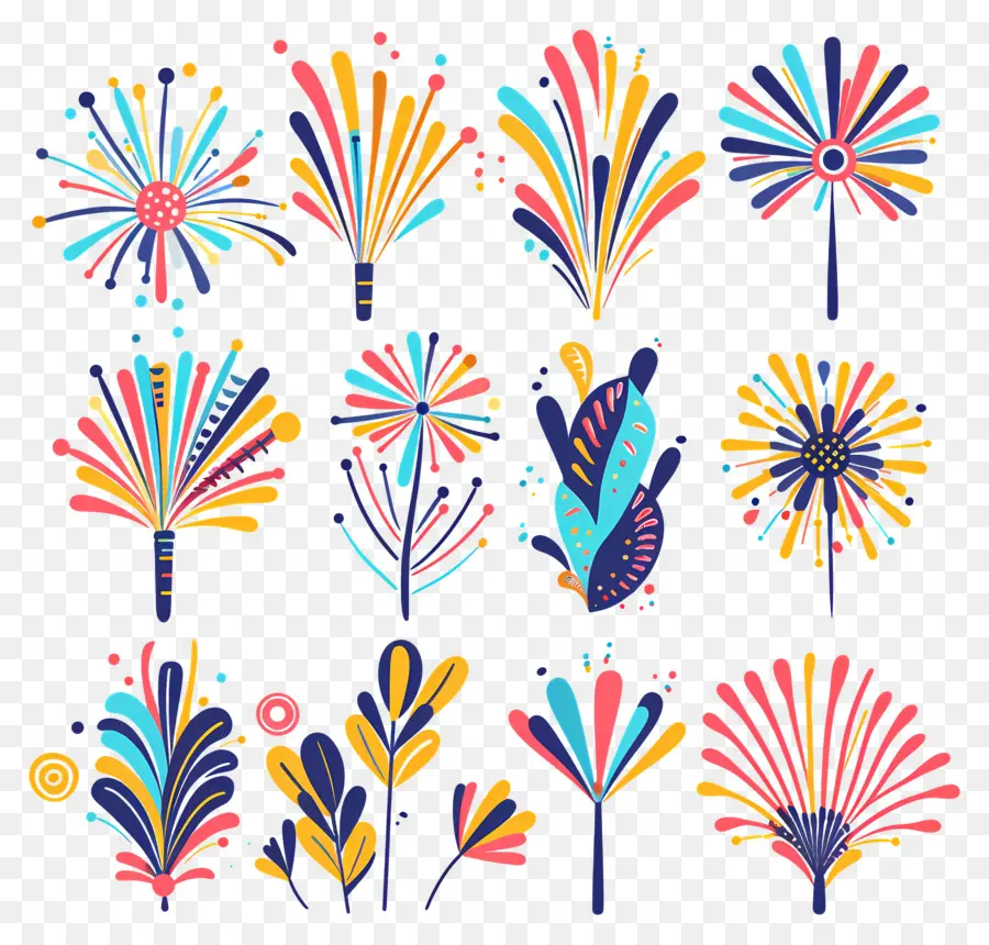 Festività fuochi d'artificio fuochi d'artificio colorato sfondo nero decorativo - Visualizzazione dei fuochi d'artificio colorati su sfondo nero