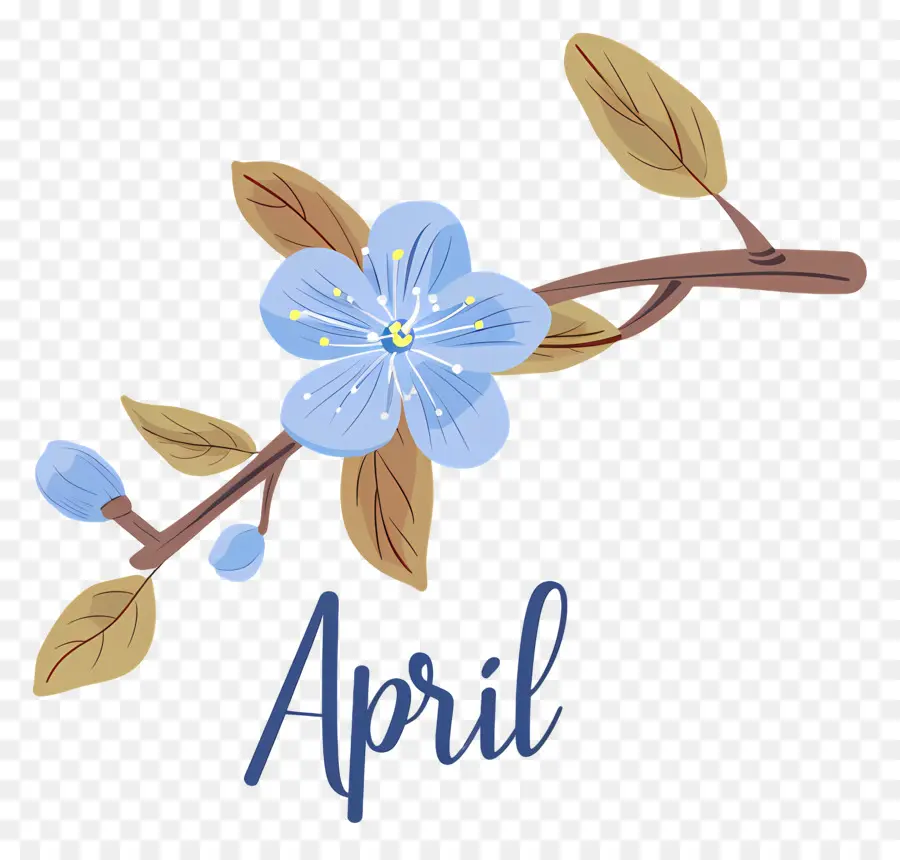 Hallo April Blume Blue April Branche - Blaue Blume am Zweig 