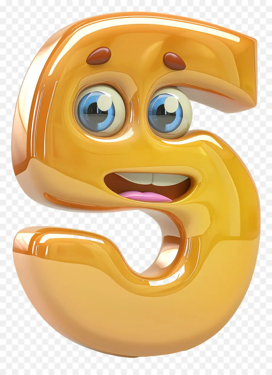 gold Nummer - Cartoon -Gesicht von Nummer 5, lächelnd