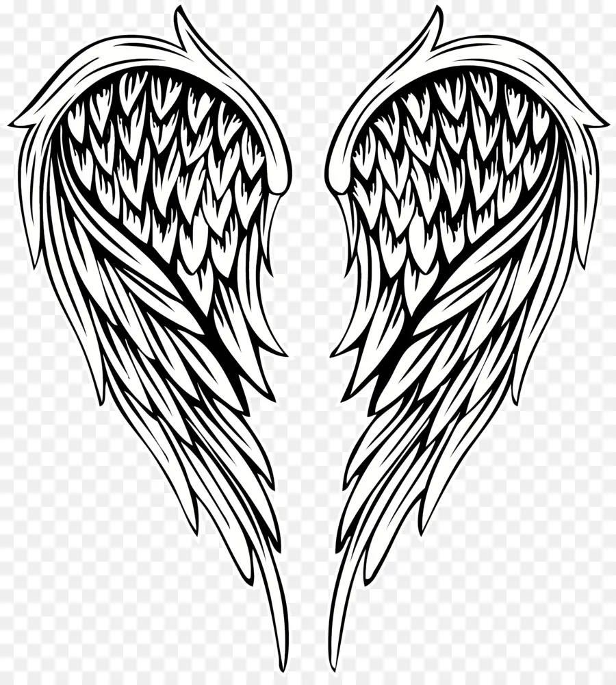 Angel Wings - Weiße Engelsflügel auf schwarzem Hintergrund, elegant