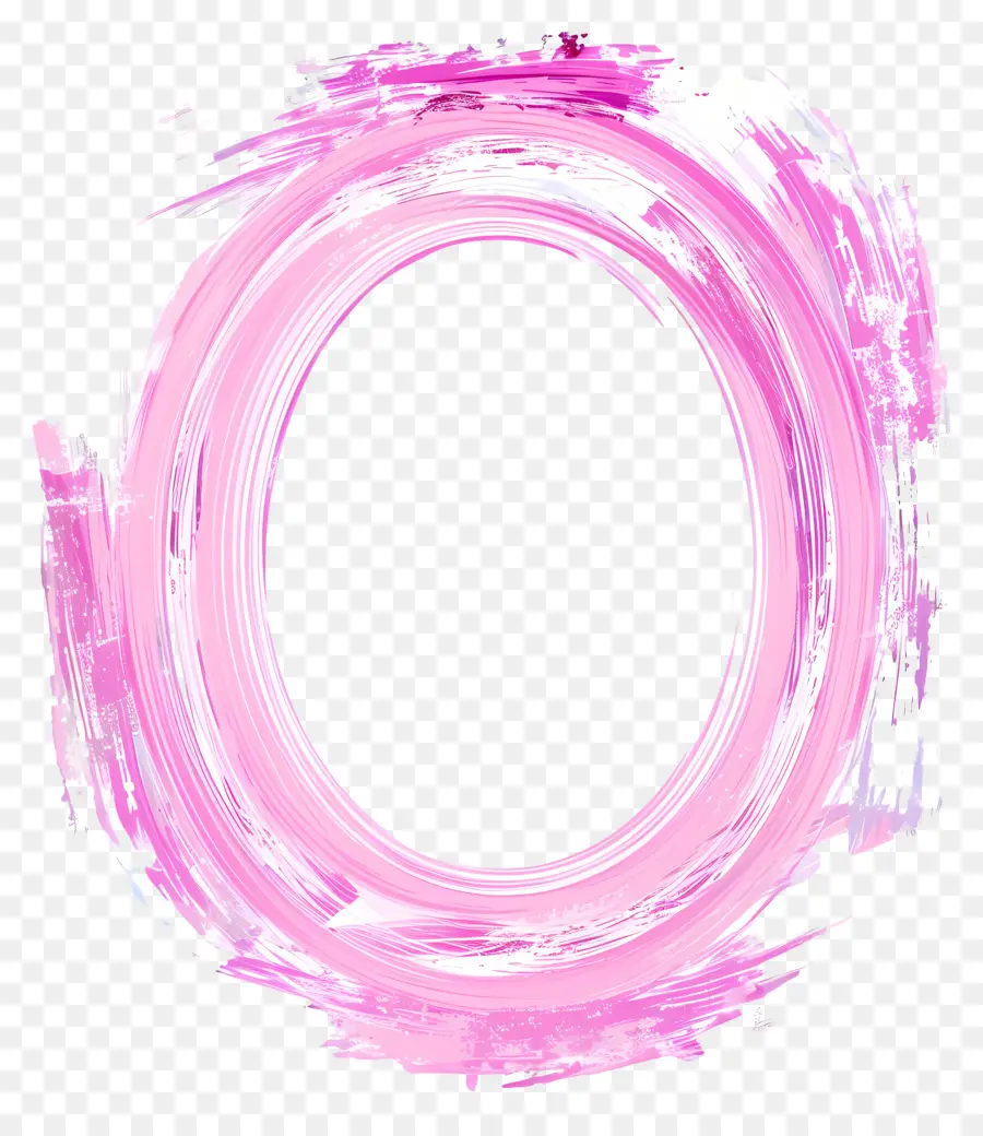 cornice ovale - Dipinto circolare rosa con schizzi bianchi, bordi imperfetti