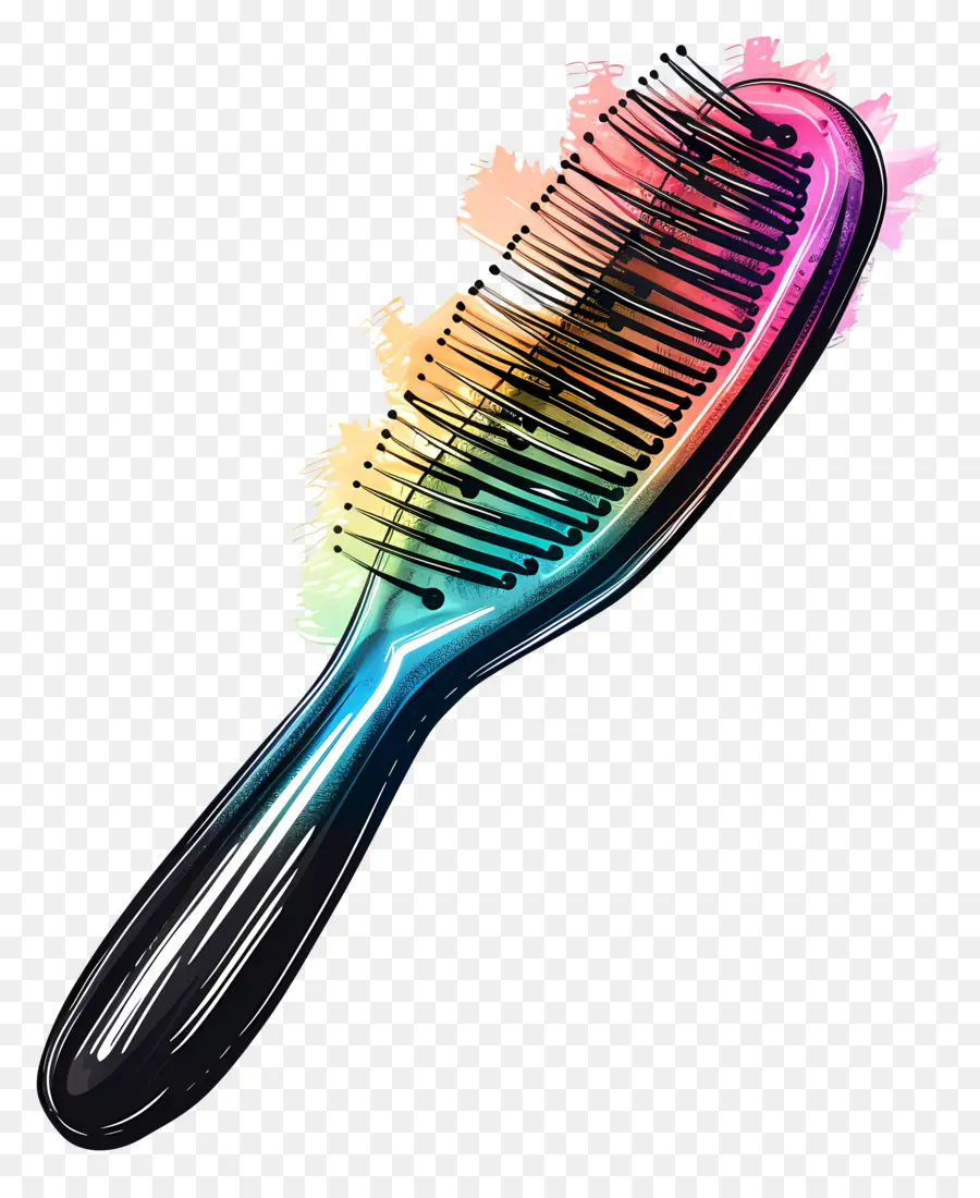 Haarbürste Regenbogen Haarpinsel farbenfrohe Haarbürste Haarstyling Werkzeug Schwarzer Hintergrund - Buntes Haarbürste auf schwarzem Hintergrund
