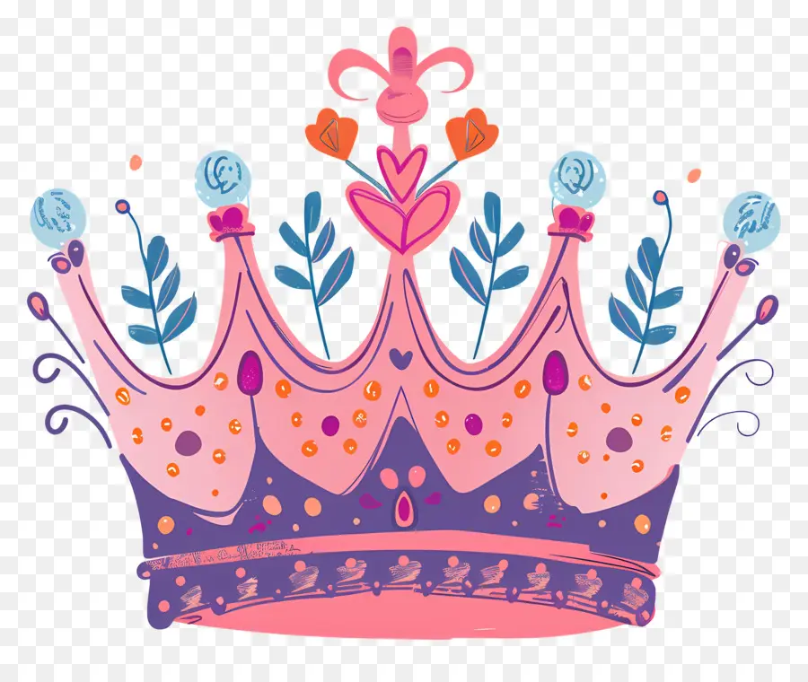vương miện - Vương miện màu hồng và xanh với hoa