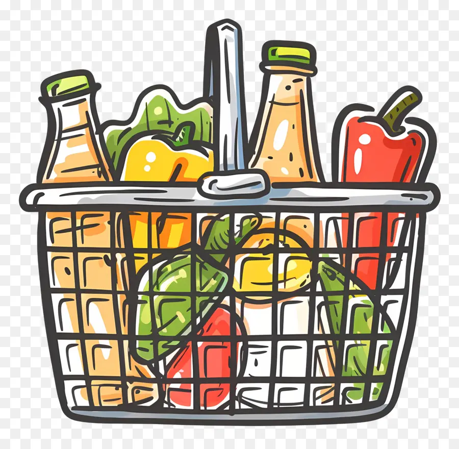 cestino di drogheria per la spesa per la spesa di prodotti alimentari alimentari - Cestino di drogheria con frutta e verdura