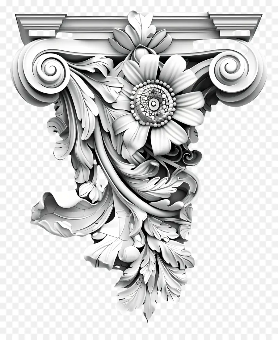 cornice decorativa angolo decorativo ornato a scorrimento motivi floreali floreali design - Cornice a scorrimento in bianco e nero decorati