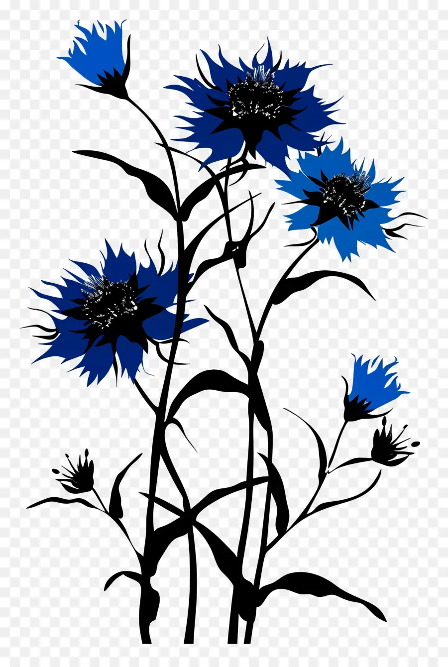 Blumen Silhouette Blue Blumen Blütenblätter schwebend dunkelblau - Blaue Blütenblätter schweben in Luft