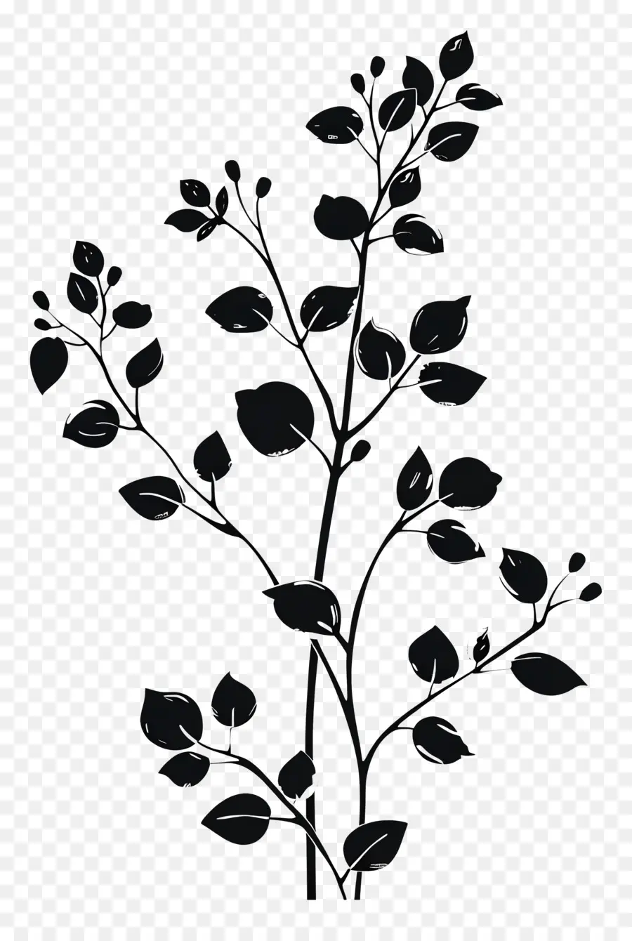 ramo di albero - Ramo di albero monocromatico con pattern foglie