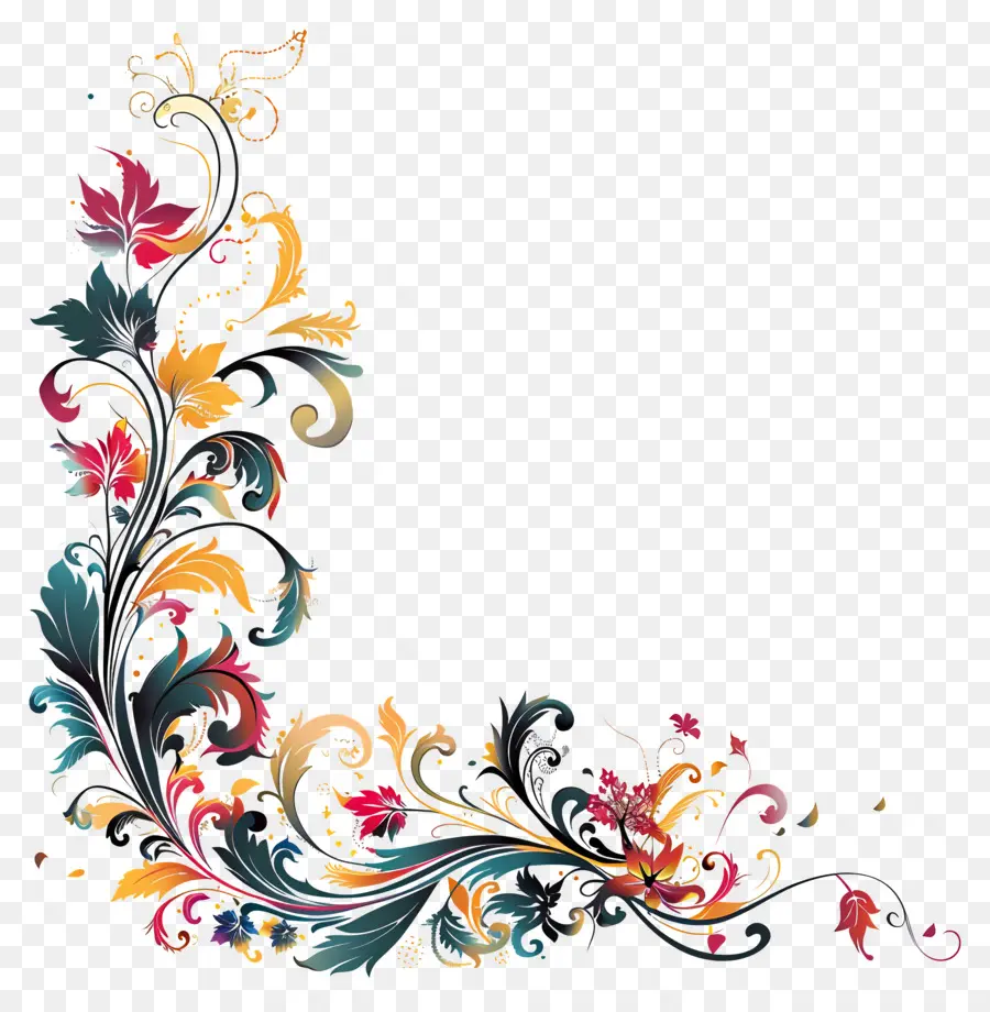 florales Design - Farbenfrohes Blumendesign auf schwarzem Hintergrund