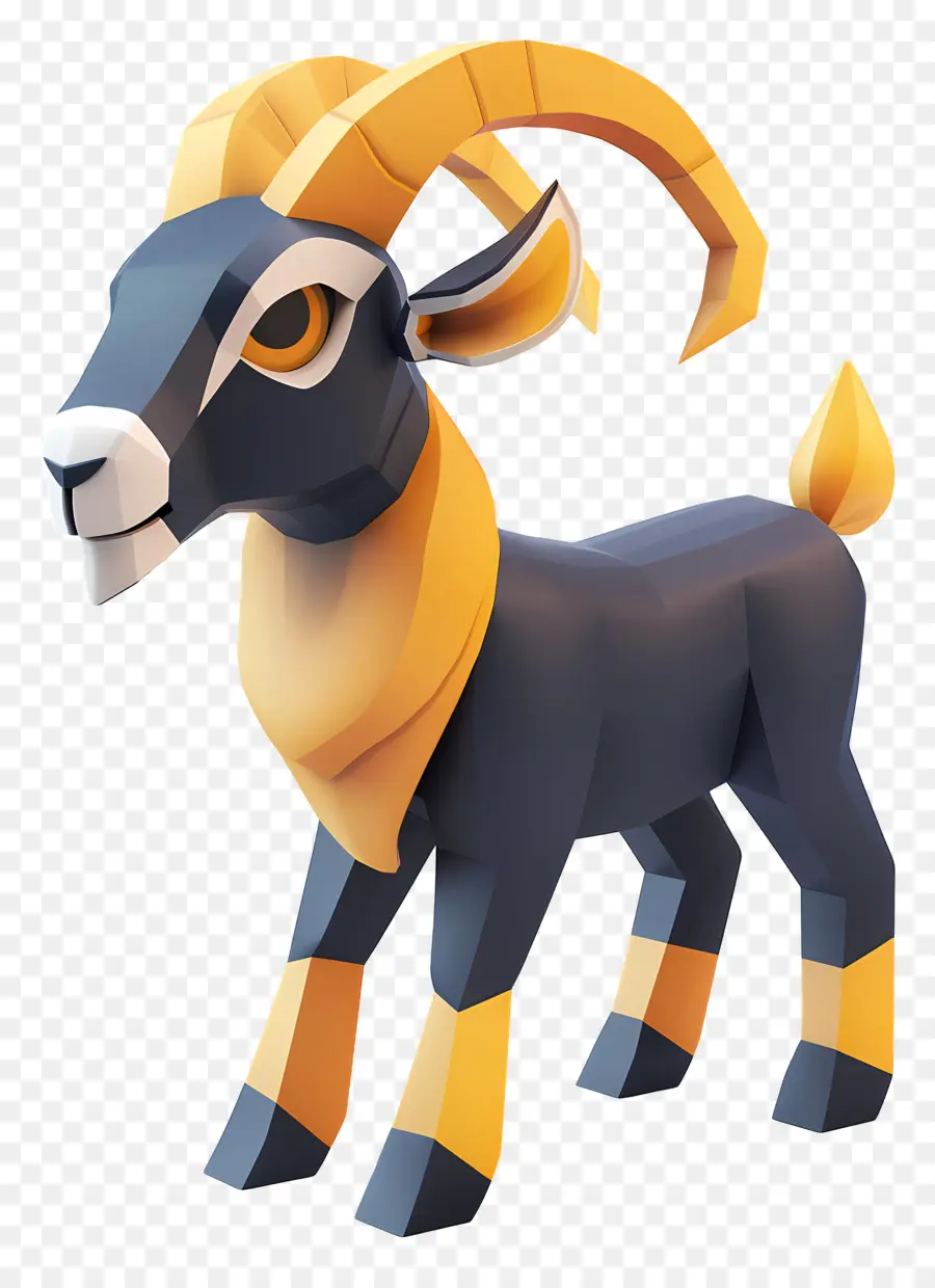 goat horns black coat orange highlights large body