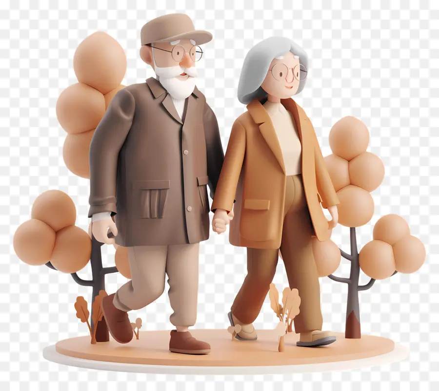 Natur hintergrund - Älteres Paar, das im Freien im Arm geht