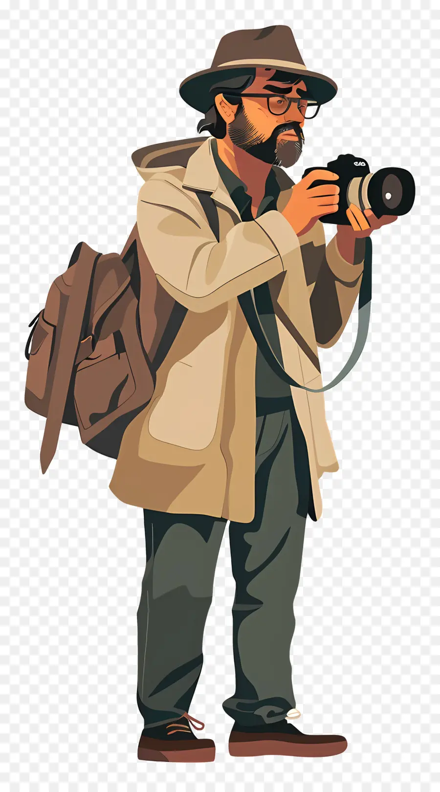 Fedora - Người đàn ông mặc áo khoác và fedora bằng máy ảnh
