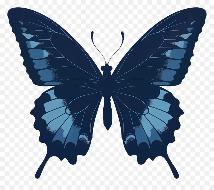farfalla silhouette - Farfalla blu con strisce nere, aspetto realistico