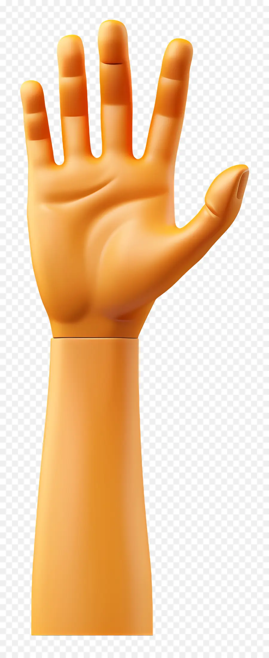 Orange - Orange Hand mit erhöhten Fingern auf schwarzem Hintergrund