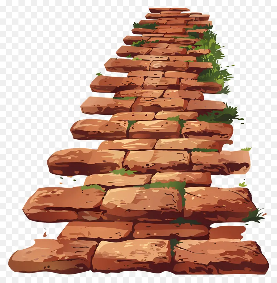 Path Brick Path Path Bricks Sparso erba - Path di mattoni tortuosi verso una destinazione sconosciuta