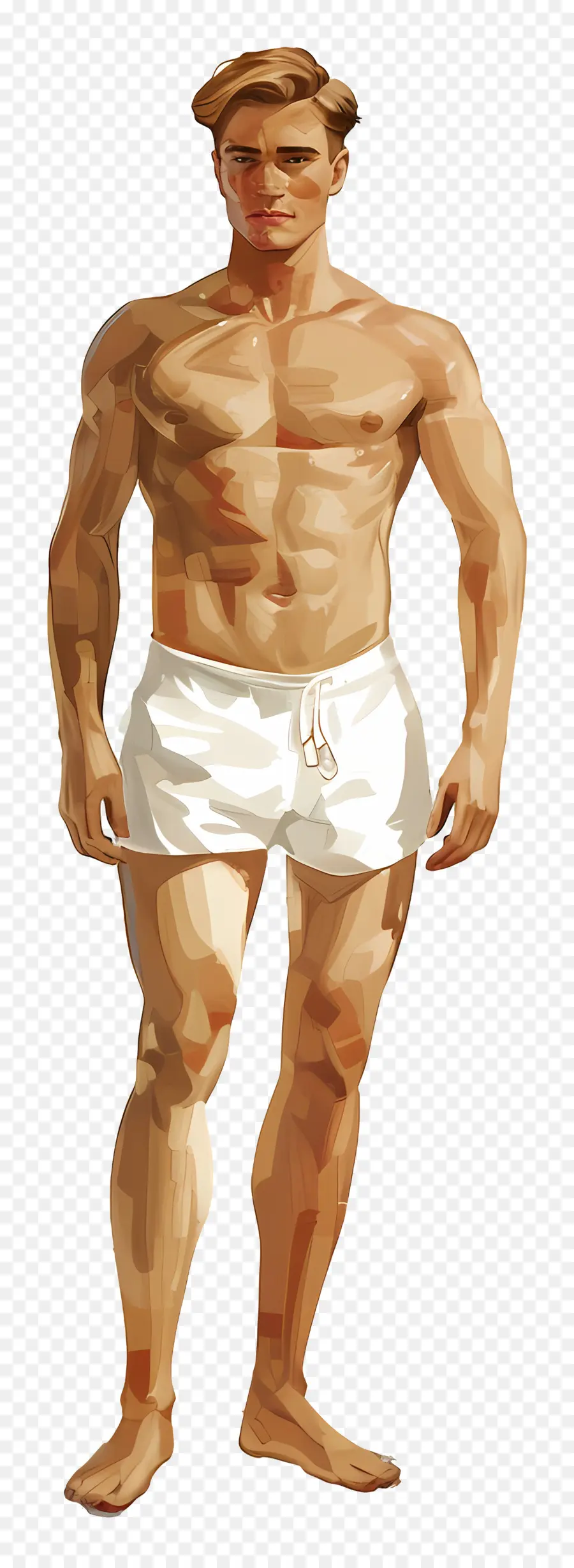 uomo Beach Body Mashion's Fashion Swimwear Abbigliamento da spiaggia per capelli eleganti - Uomo fiducioso in bauli bianchi che sorridono