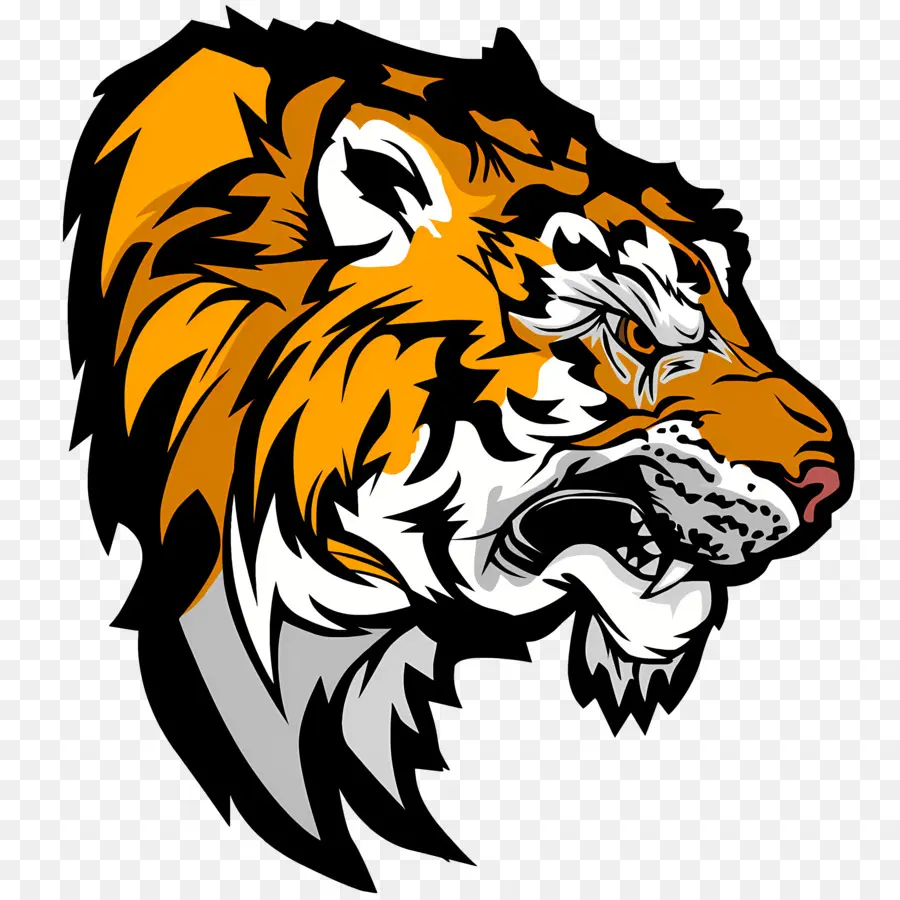 logo della tigre - Testa tigre arrabbiata a bocca aperta