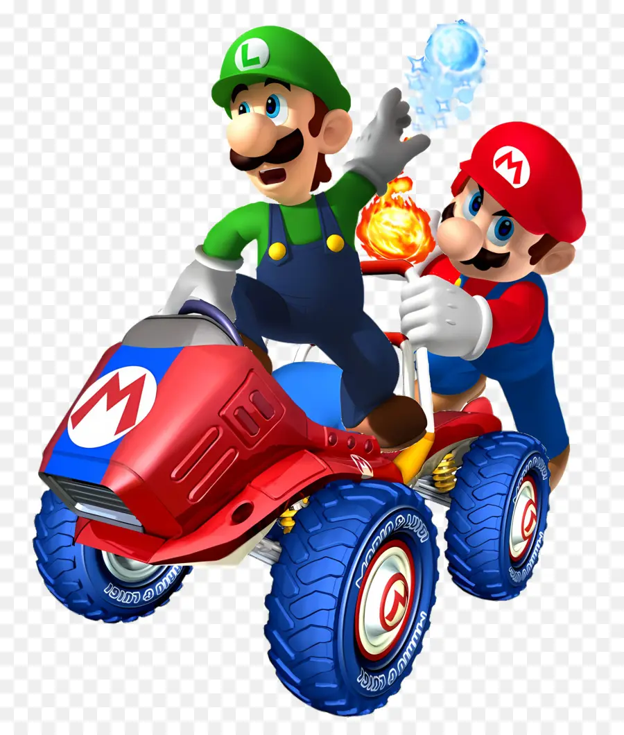 mario bros - Auto da corsa con due piloti Mario Bros