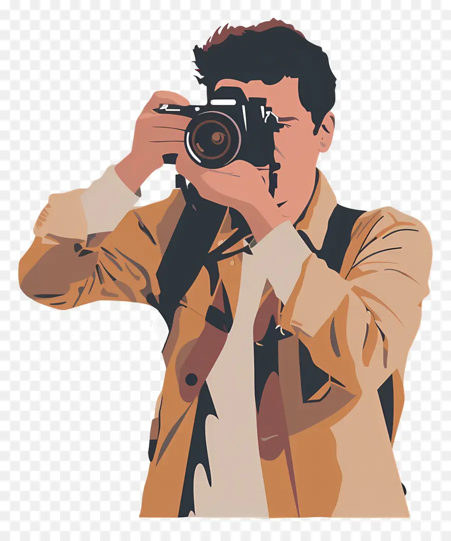 scattare foto fotografo digitale fotografo nero abbigliamento casual - Uomo che scatta foto con fotocamera digitale, sfondo nero