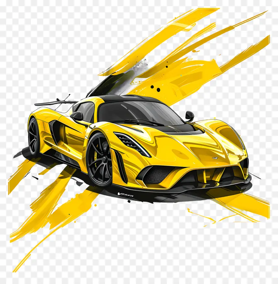 hennessey venom f5 yellow car black and white pattern aerodynamic design high-speed driving