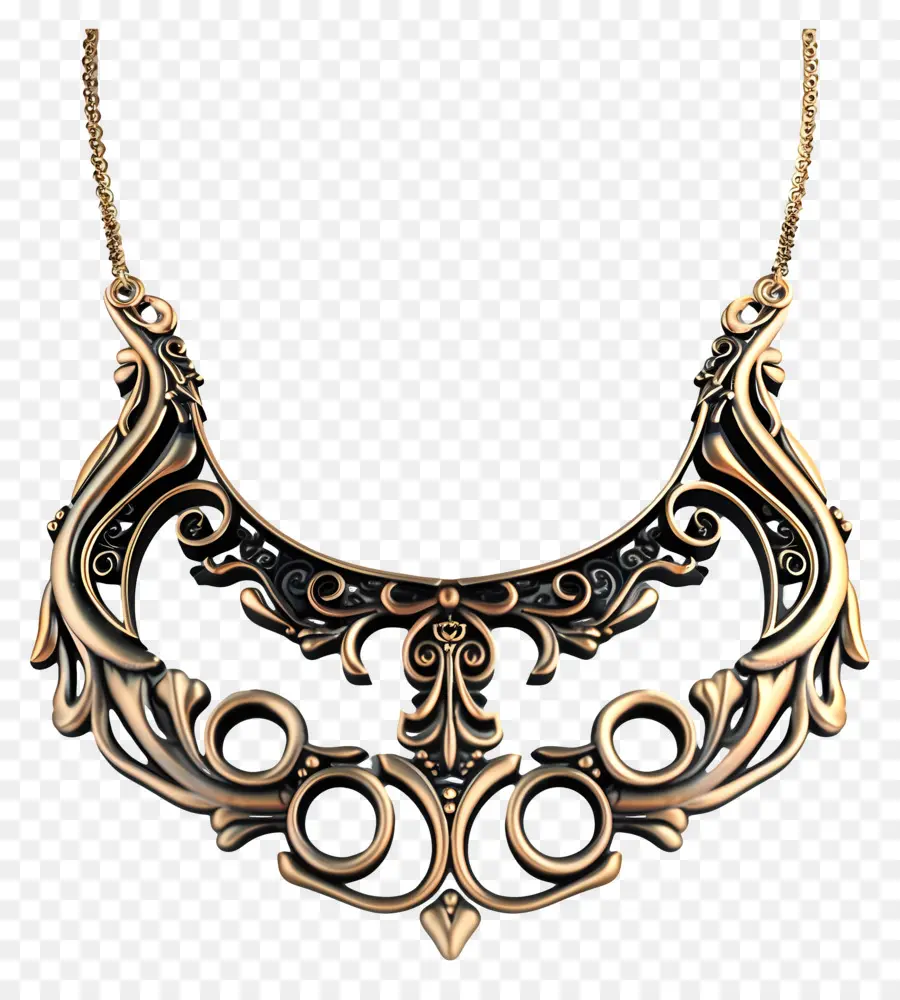 gold Halskette - Elegante goldene Halskette mit kompliziertem filigranem Design