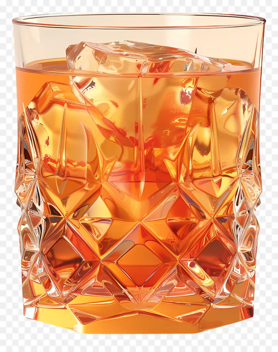 Aperol Scotch Whiskey Ice Cubes rockt Glas - Klarer Scotch auf den Felsen mit Eis