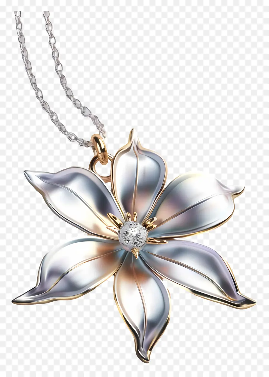 Halskette Schmuck Diamant Blumenblumenschmuck rosa und weiße Blumenblumenanhänger - Künstlerische weiße, rosa Blume mit Diamond Center