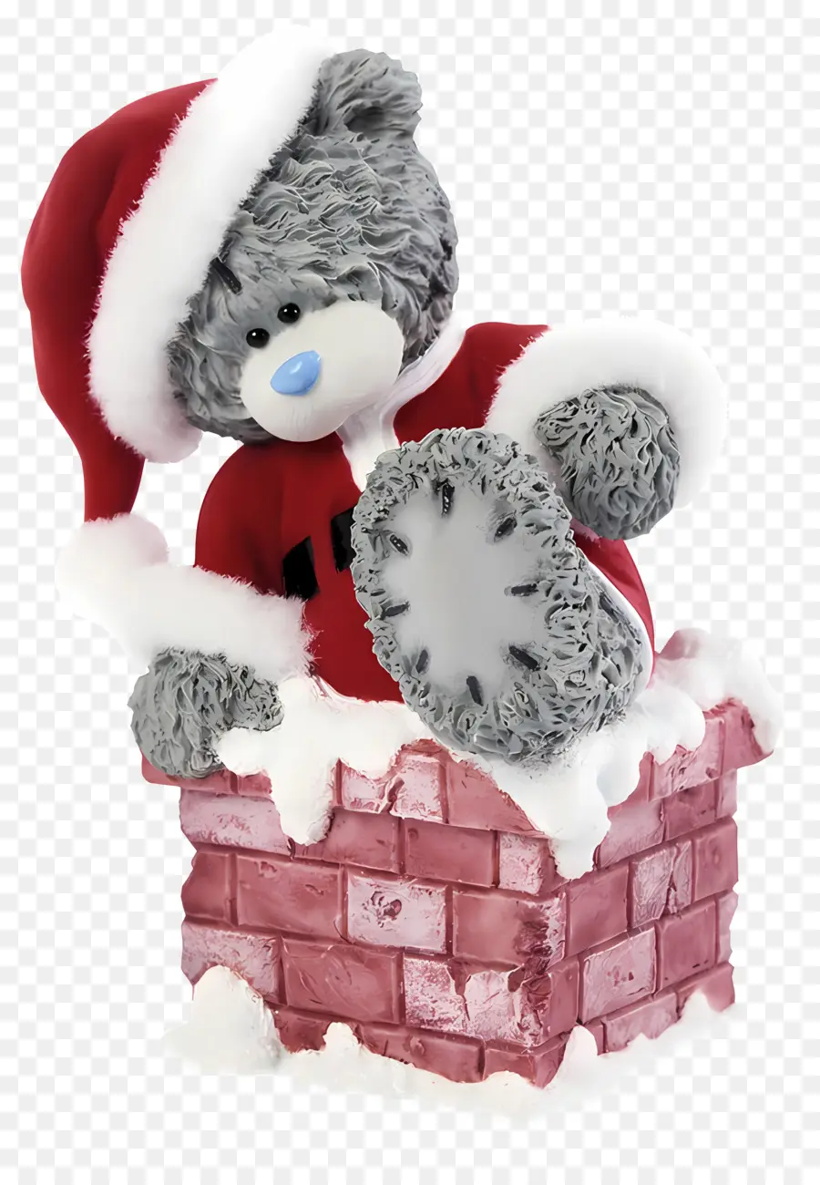 gấu teddy - Gấu bông trong mũ ông già Noel trên ống khói