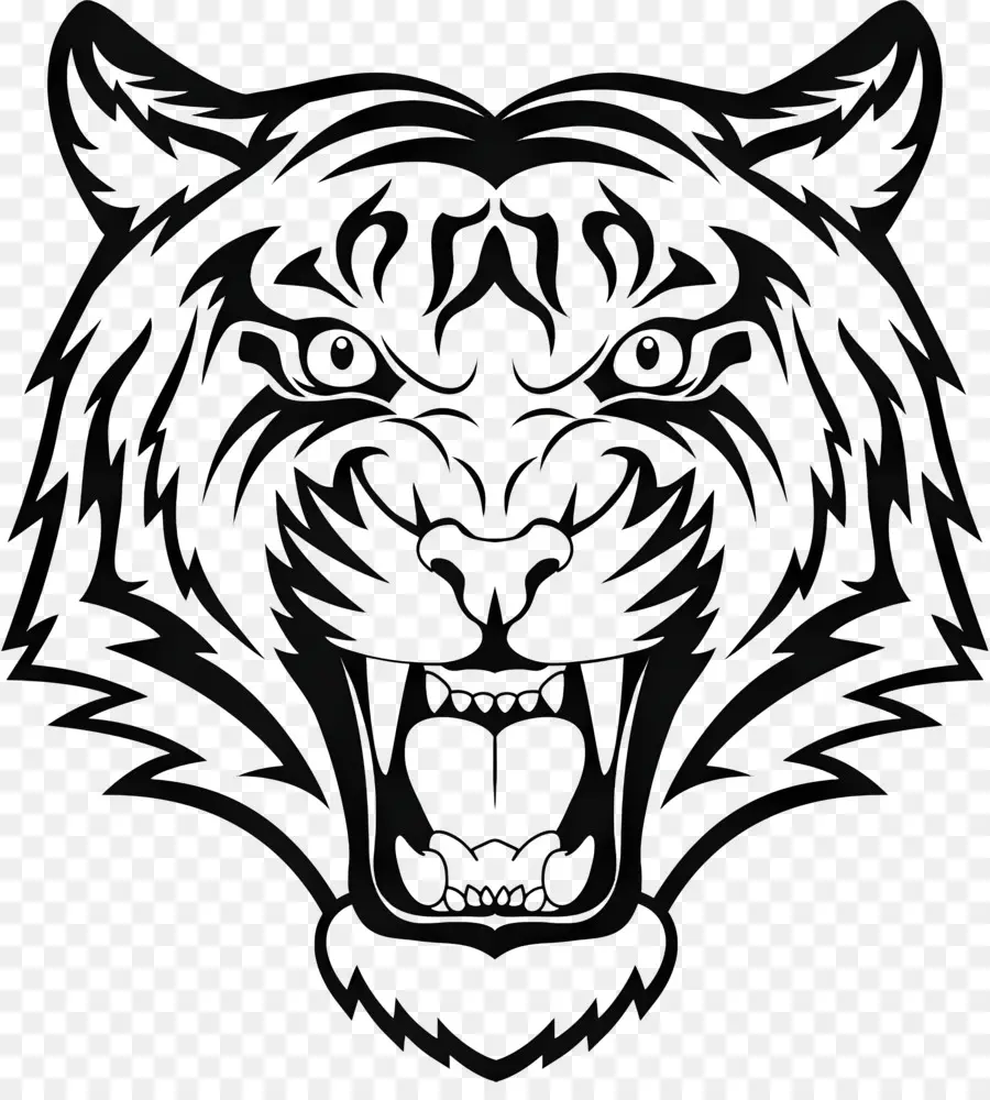 tiger logo - Wildes Schwarz -Weiß -Tigerkopfbild