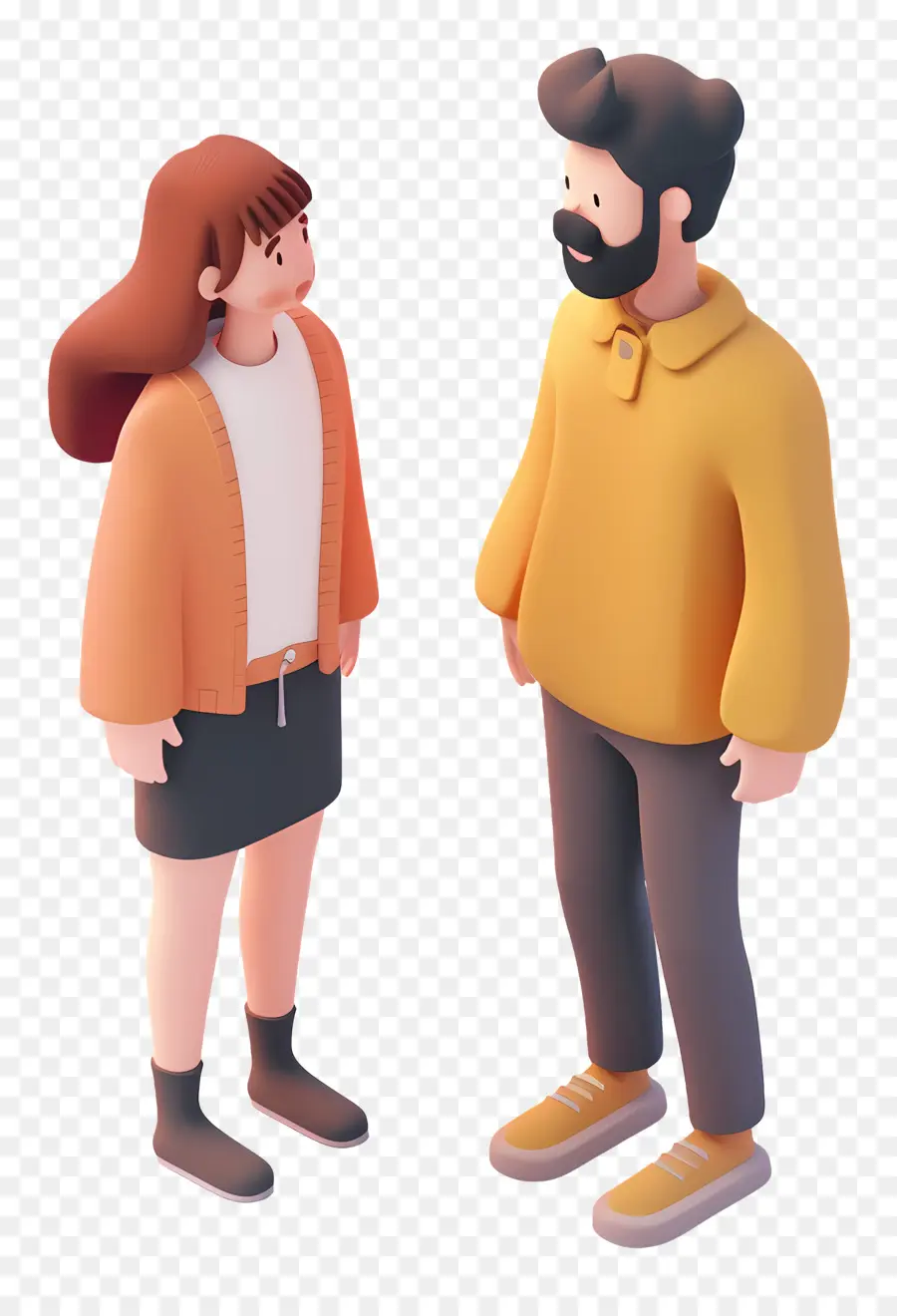Người đàn ông phụ nữ nói chuyện 3D làm cho người đàn ông râu ria - Người đàn ông và phụ nữ trong kết xuất 3D