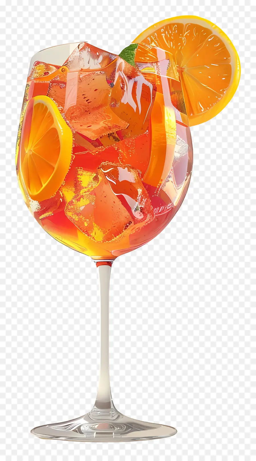 Aperol Orange Getränk Minzblätter Scheibe aus orangefarbenem Glas Wasser - Glas orange Getränk mit Minzblättern