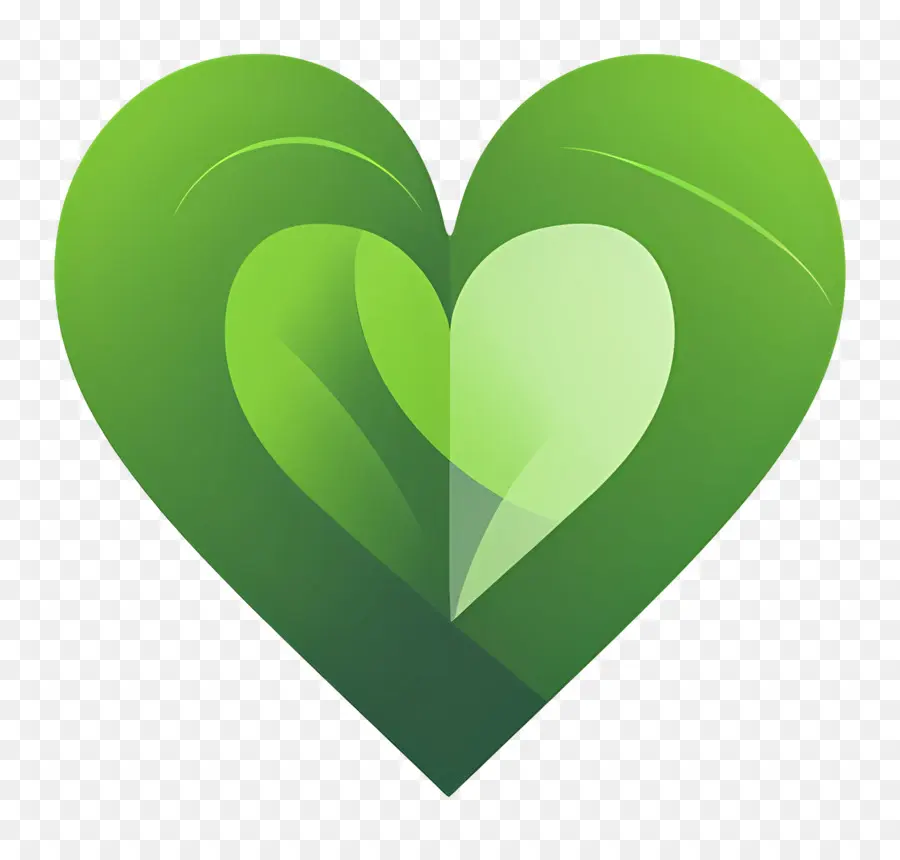 Herzform - Grünes Herz mit Blattdesigns, dunklere Farbe
