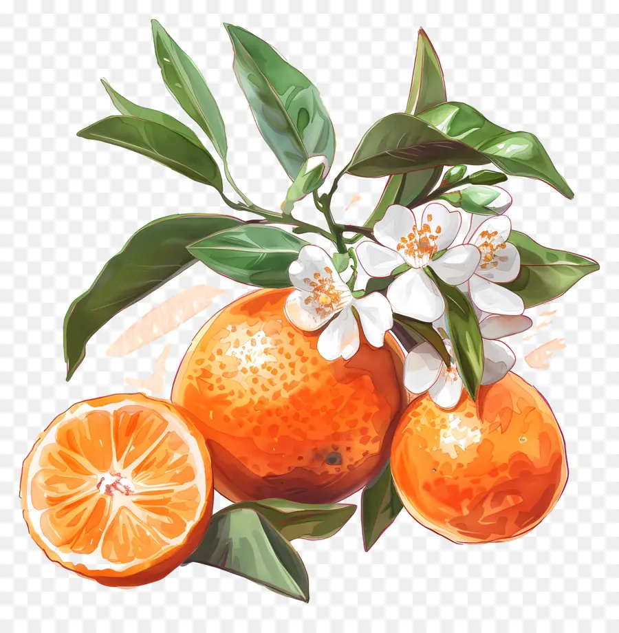 Clementine Le arance da disegno a matita lascia la natura morta - Disegno a matita di tre arance e foglie