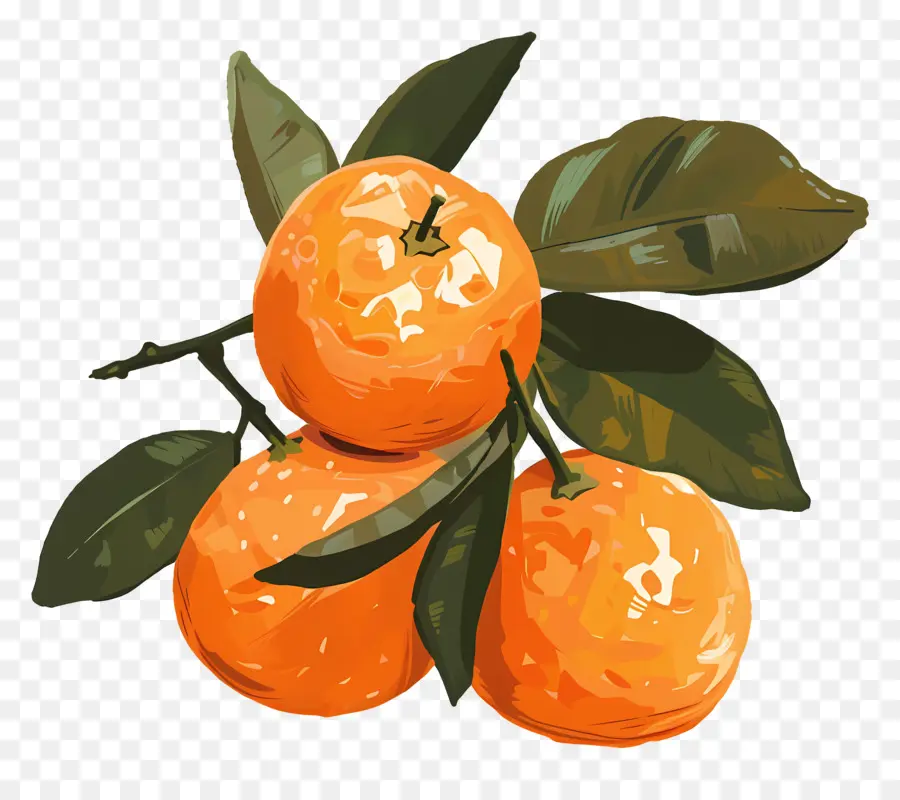 mandarini arance mature ramo arancione arance rosse frutta fresca - Tre arance mature su ramo, appetitoso e colorato