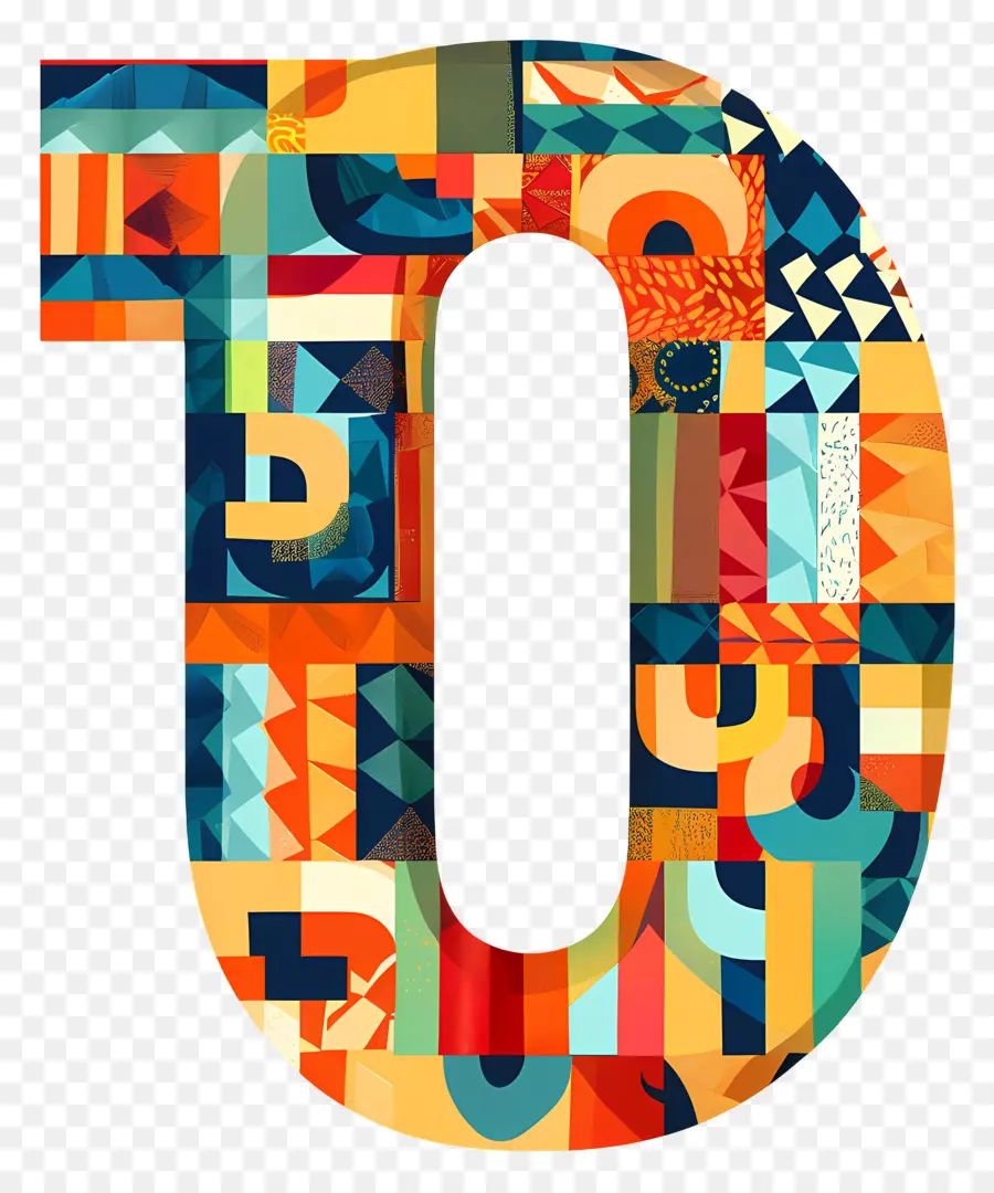 number 0 geometric typeface colorful design retro style vintage lettering
