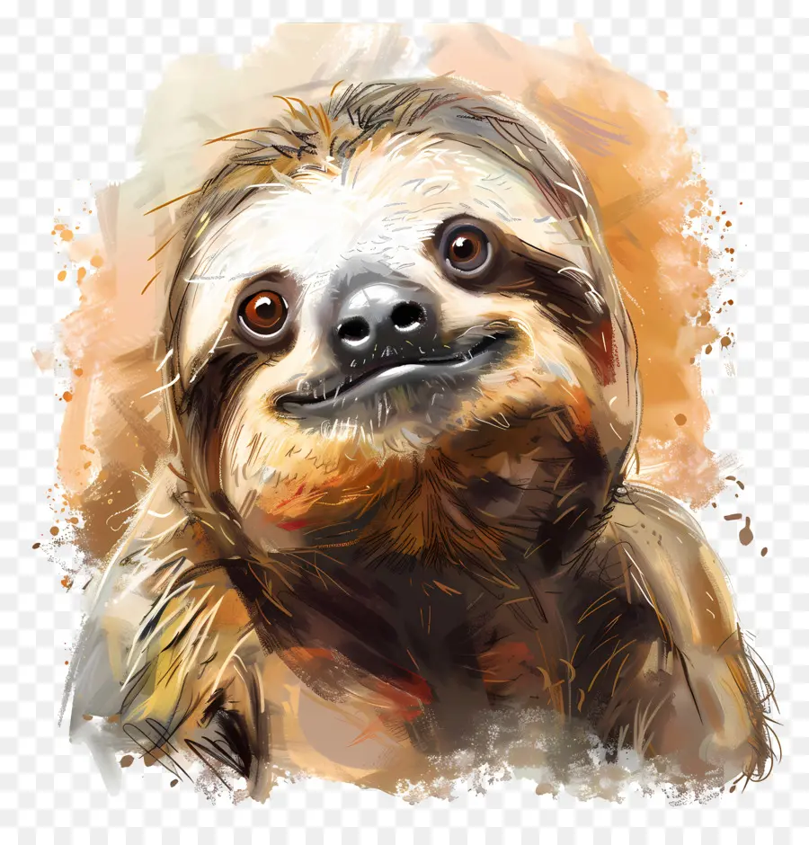 smiling sloth sloth digital painting south america watercolor
