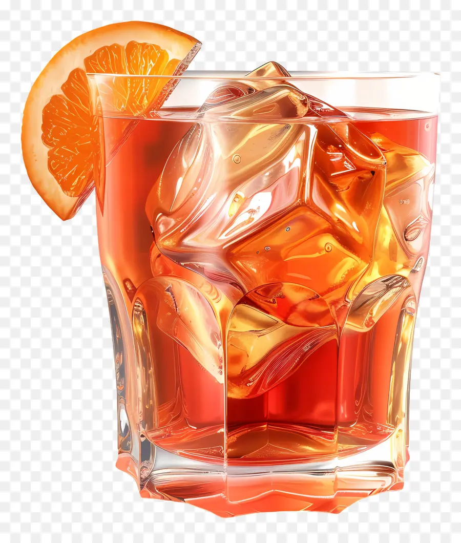 Fruchtsaft - Orangefarbenes Getränk mit Eis und Geist