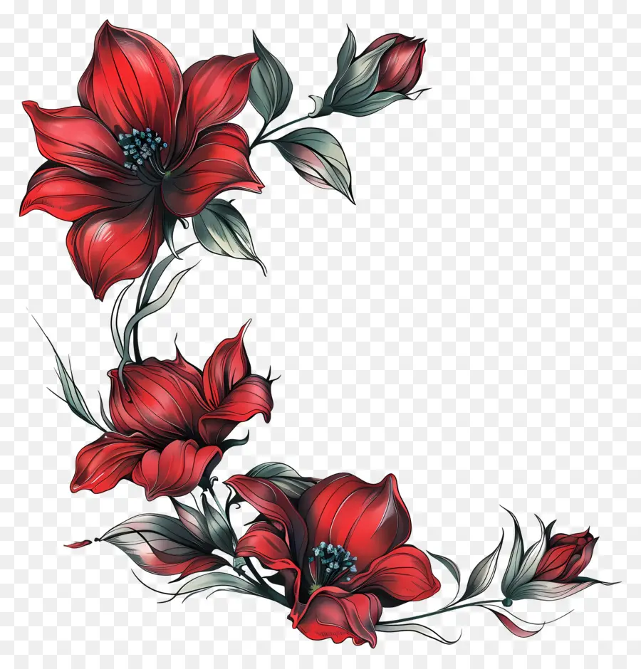 fiori rossi fiori appassiti insetti su fiori fiori malati fiori rossi - Fiori rossi appassiti realistici su sfondo nero