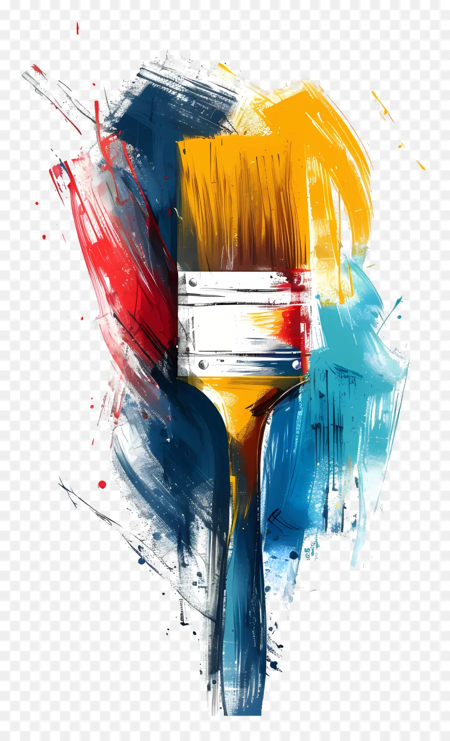 pennello - Paintbrush colorato su sfondo nero con le parole