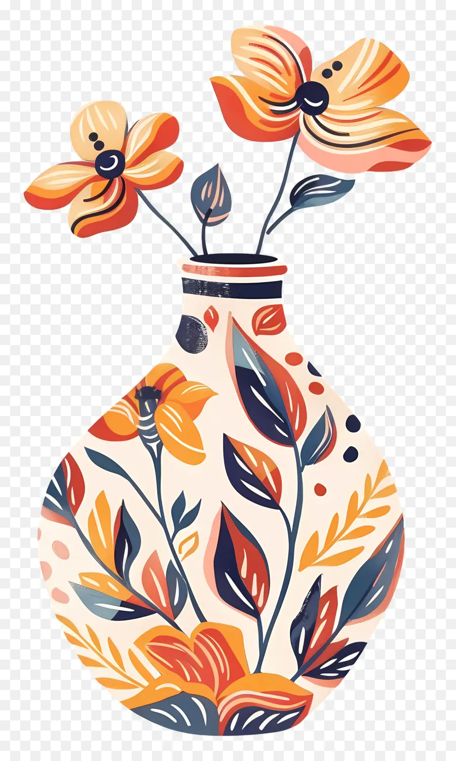 arancione - Vaso artistico con una composizione floreale colorata