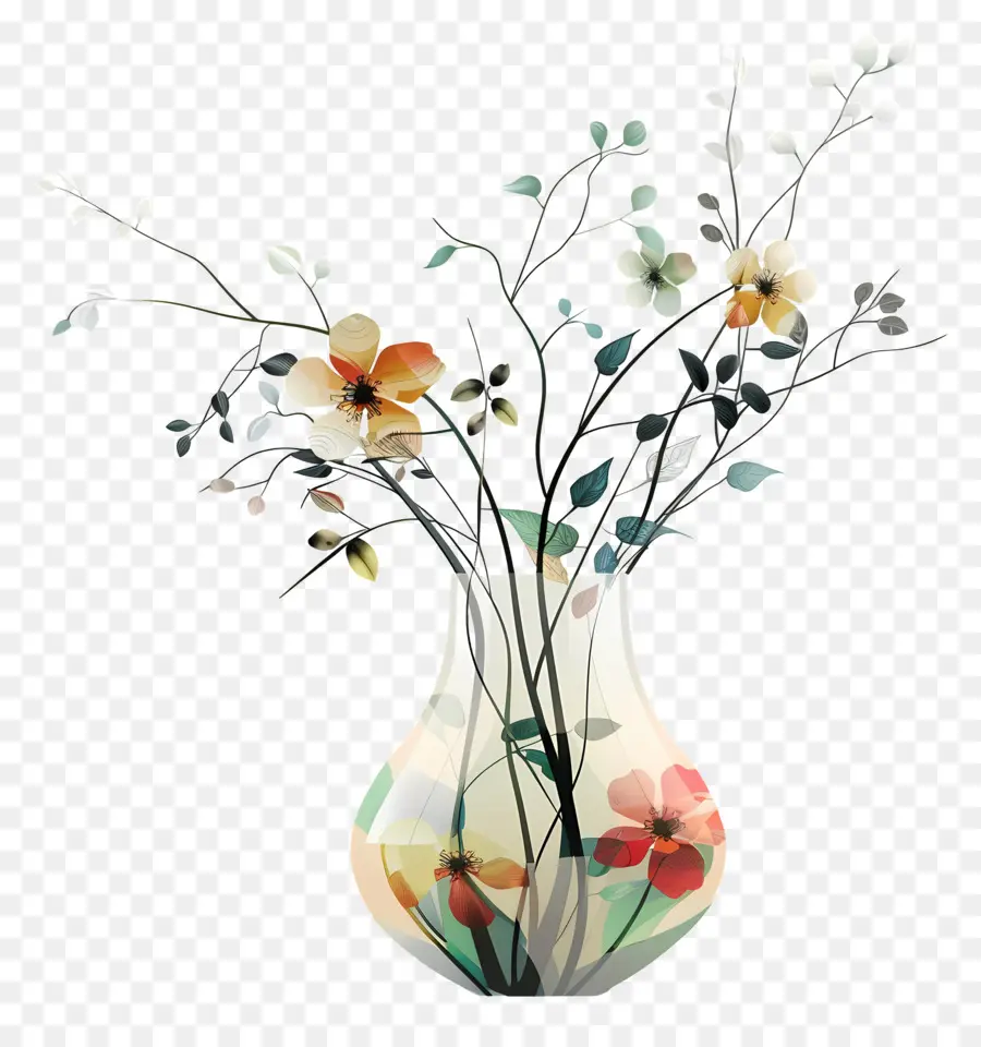 Vaso con fiori Fiori Vaso Bloom colorato - Fiori in fiore colorati in vetro trasparente