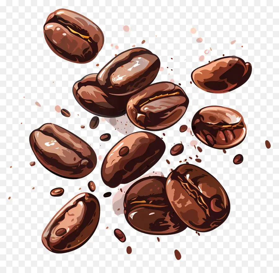 Kaffeebohnen - Reiche braune Kaffeebohnen auf schwarzem Hintergrund