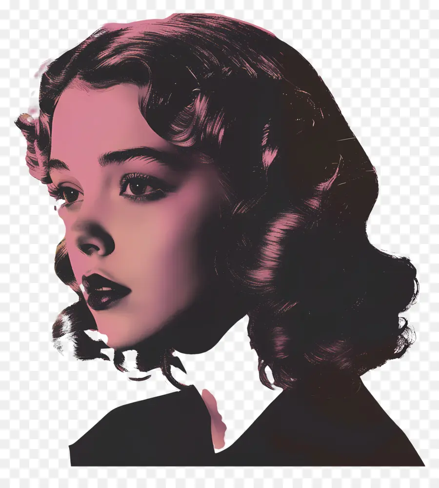 sydney sweeney short curly hair red lipstick black shirt serious expression