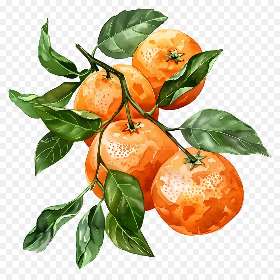 mandarini satsumas arance agrumi maturi - Satsumas maturi appesi al ramo verde