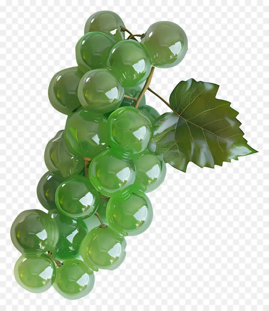 Rebe - Realistische Gruppe von grünen Trauben und Blättern