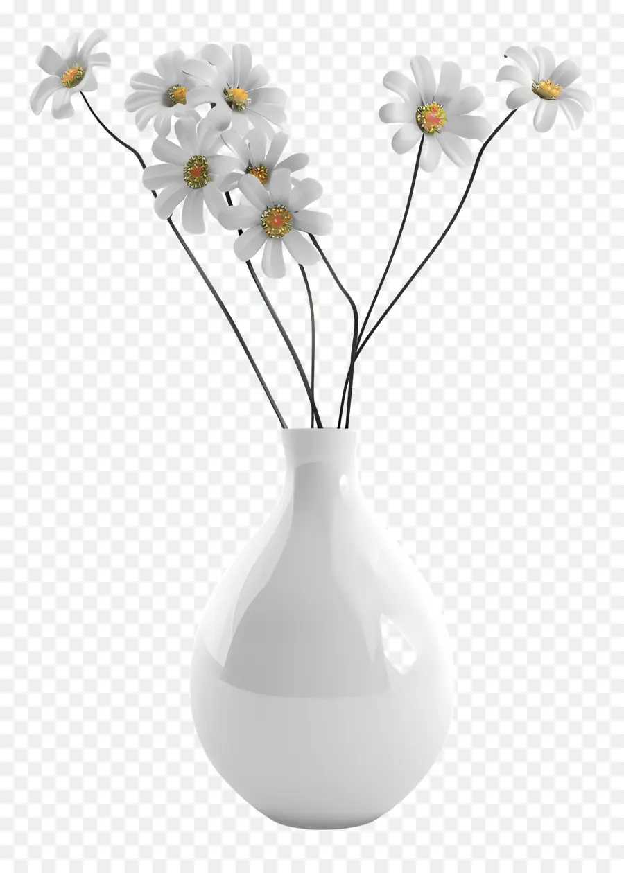 Gesteck - Weiße Vase mit Gänseblümchenkrone auf Schwarz