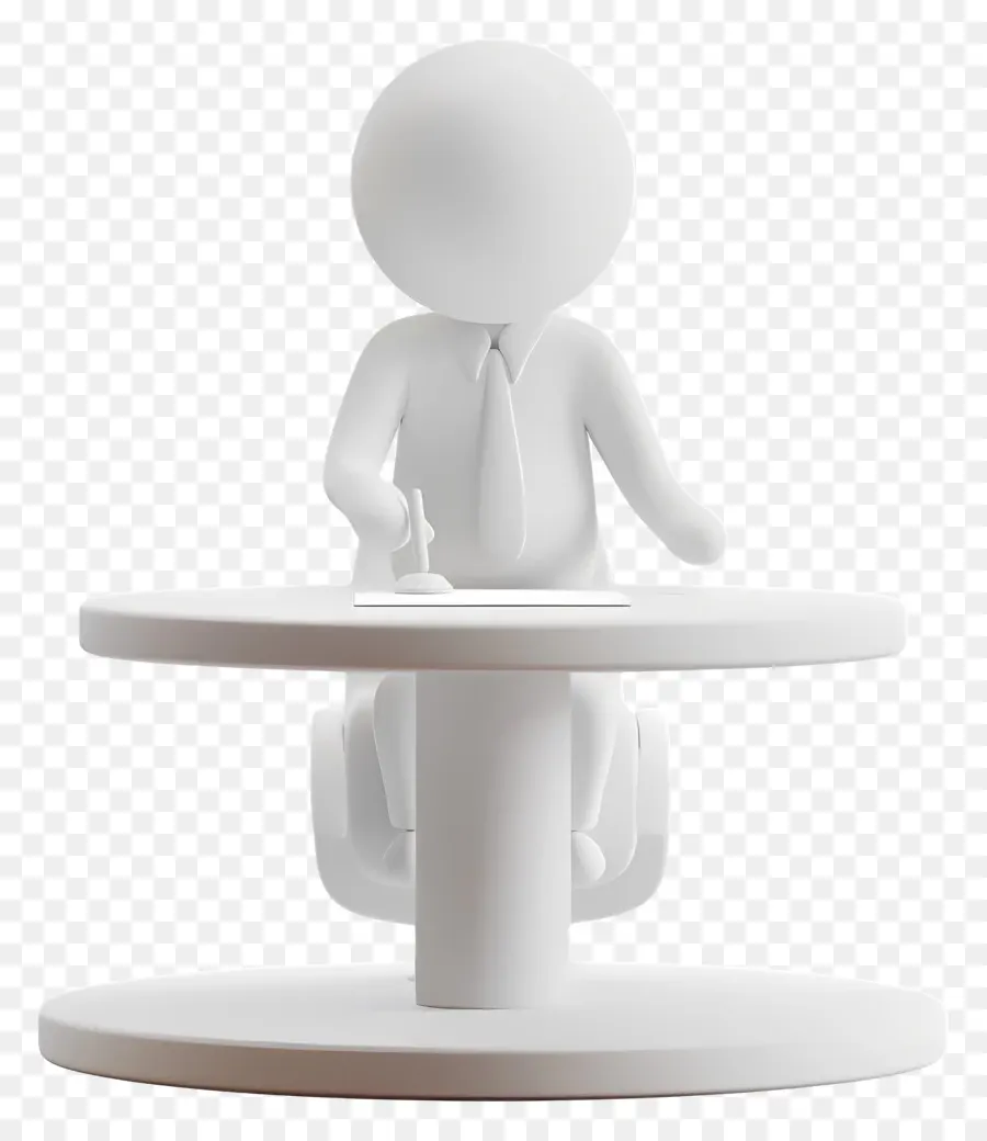 Tranh luận cạnh tranh 3D kết xuất màn hình máy tính bàn - Kết xuất 3D chi tiết của người đàn ông tại bàn làm việc